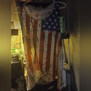 Women's American Flag crossed back tank top.